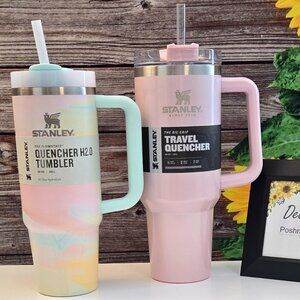 *Set of 2* 40oz Pink Parfait & 30oz Warm Serene Brushstrokes Stanley Tumblers